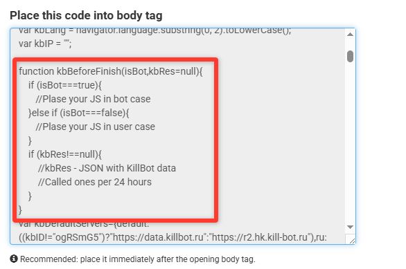 Adding custom JS code for bots