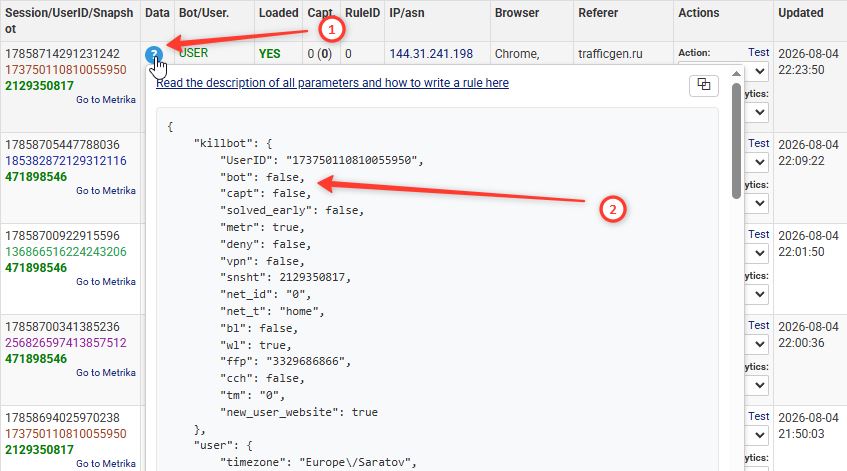 KillBot visit parameters